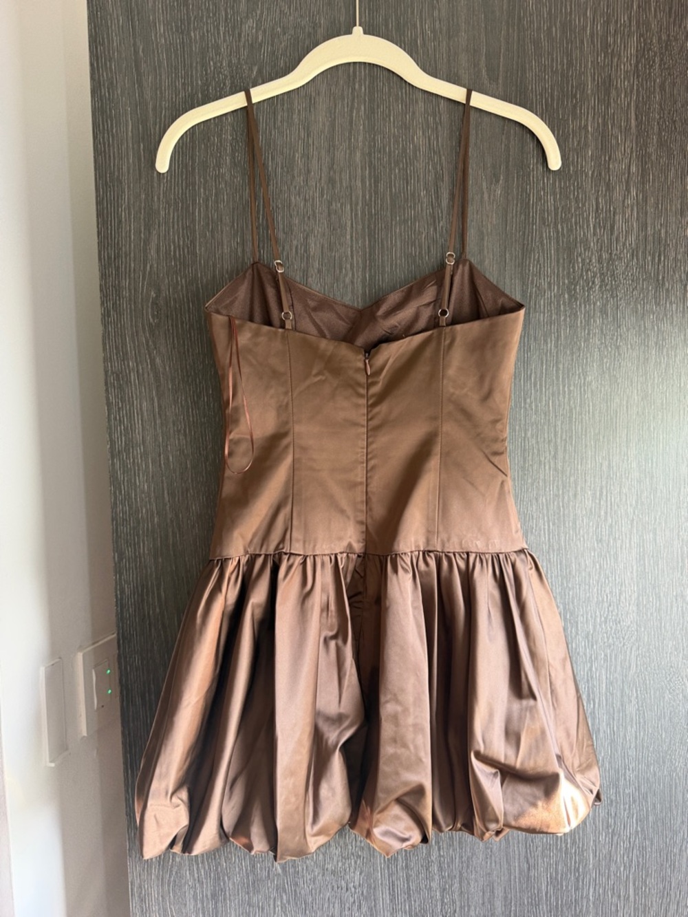 Lioness womens Brown Satin Mini Dress, size XS, only worn once! Great condition - Picture 6 of 10